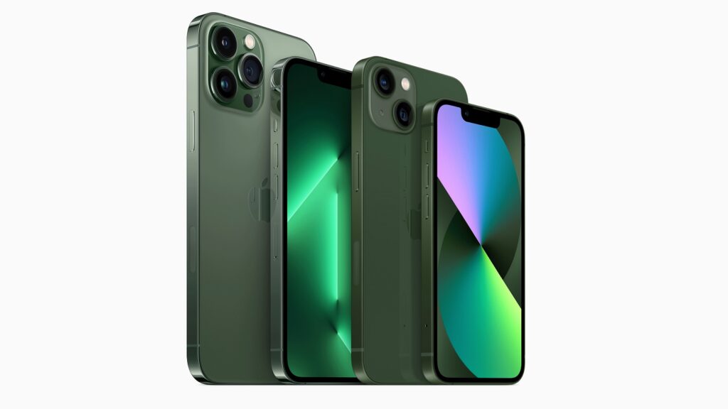 iPhone 13 e iPhone 13 Pro nas cores verde e alpine green