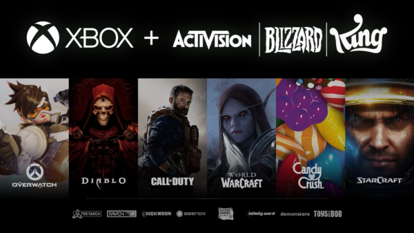 Poster anunciando a aquisição da Activision Blizzard pela Microsoft Gaming