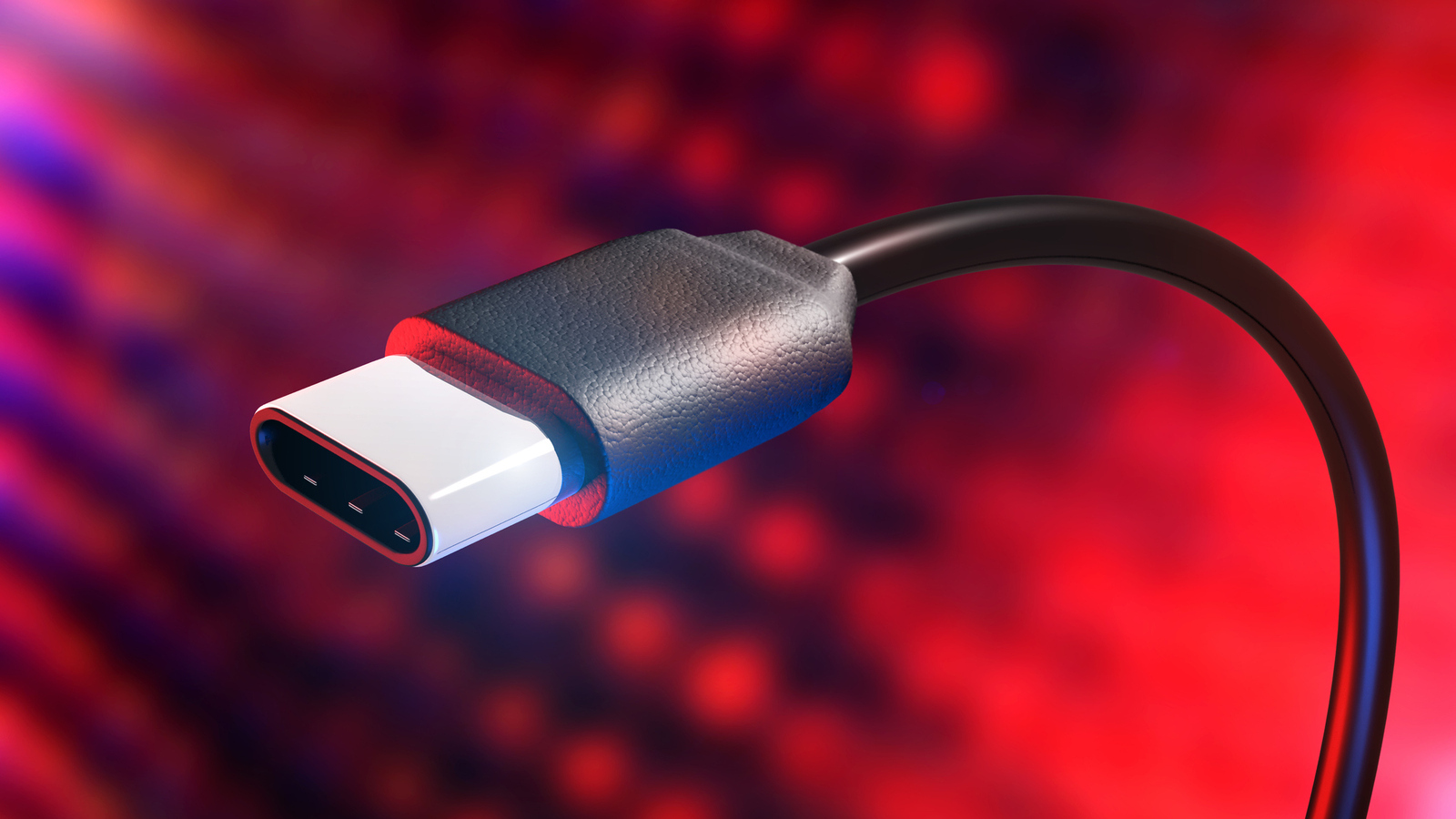USB-C plug and cable, USB-C connection detail