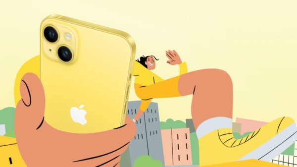 iPhone 14 em amarelo